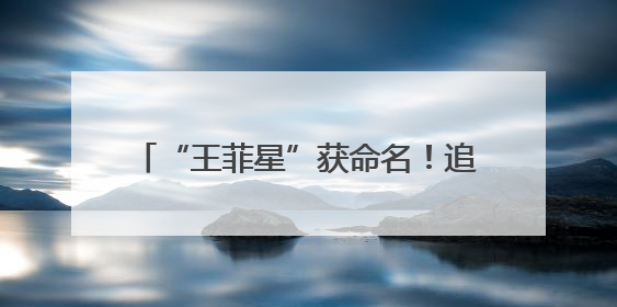 “王菲星”获命名！追的星真的成了天上的星