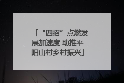 “四招”点燃发展加速度 助推平阳山村乡村振兴