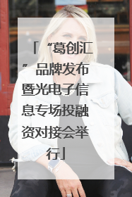 “葛创汇”品牌发布暨光电子信息专场投融资对接会举行