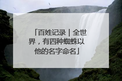 百姓记录｜全世界，有四种蜘蛛以他的名字命名