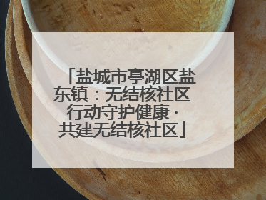 盐城市亭湖区盐东镇：无结核社区行动守护健康 ·共建无结核社区