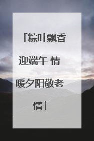 粽叶飘香迎端午 情暖夕阳敬老情