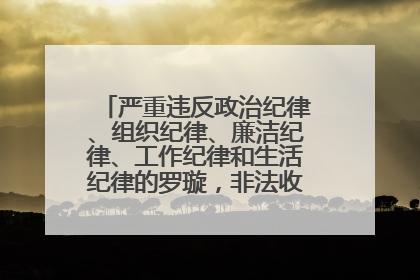 严重违反政治纪律、组织纪律、廉洁纪律、工作纪律和生活纪律的罗璇，非法收受他人巨额财物