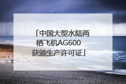 中国大型水陆两栖飞机AG600获颁生产许可证