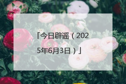 今日辟谣（2025年6月3日）
