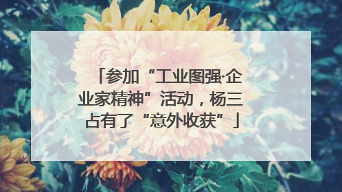 参加“工业图强·企业家精神”活动，杨三占有了“意外收获”