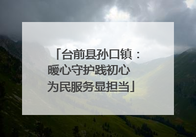 台前县孙口镇：暖心守护践初心 为民服务显担当