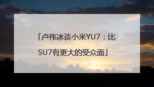 卢伟冰谈小米YU7：比SU7有更大的受众面