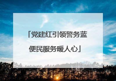党建红引领警务蓝 便民服务暖人心