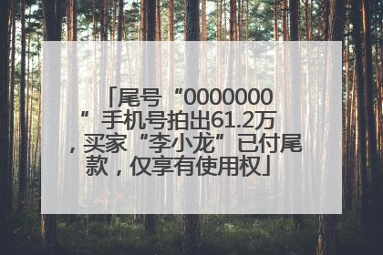 尾号“0000000”手机号拍出61.2万，买家“李小龙”已付尾款，仅享有使用权