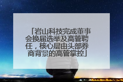 岩山科技完成董事会换届选举及高管聘任，核心层由头部券商背景的高管掌控