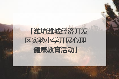 潍坊潍城经济开发区实验小学开展心理健康教育活动