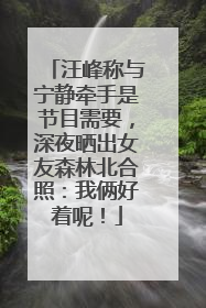 汪峰称与宁静牵手是节目需要，深夜晒出女友森林北合照：我俩好着呢！