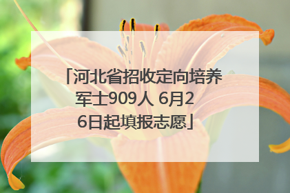 河北省招收定向培养军士909人 6月26日起填报志愿