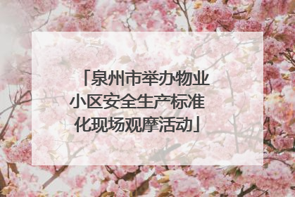 泉州市举办物业小区安全生产标准化现场观摩活动