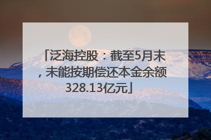 泛海控股：截至5月末，未能按期偿还本金余额328.13亿元