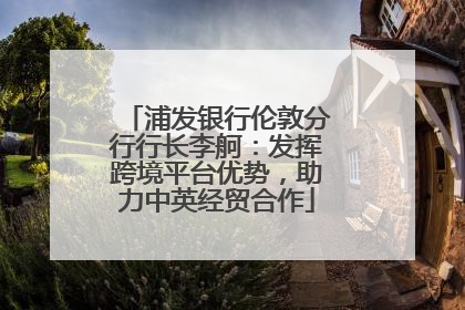 浦发银行伦敦分行行长李舸：发挥跨境平台优势，助力中英经贸合作