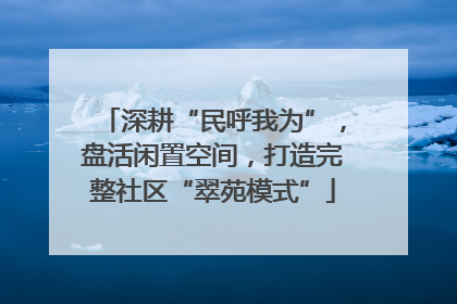 深耕“民呼我为”，盘活闲置空间，打造完整社区“翠苑模式”