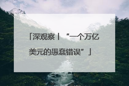 深观察丨“一个万亿美元的愚蠢错误”