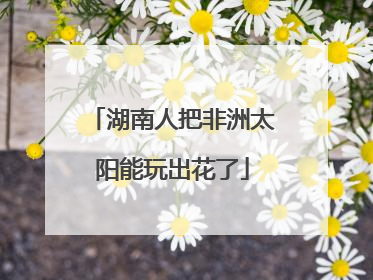 湖南人把非洲太阳能玩出花了