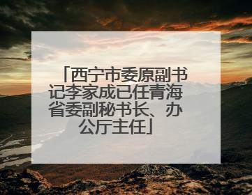 西宁市委原副书记李家成已任青海省委副秘书长、办公厅主任