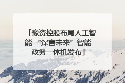 豫资控股布局人工智能 “深言未来”智能政务一体机发布