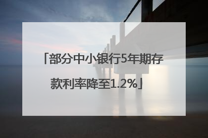 部分中小银行5年期存款利率降至1.2%