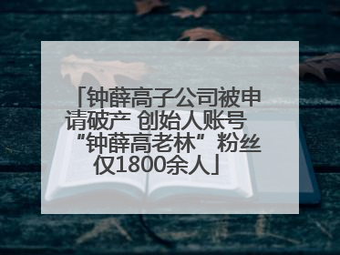 钟薛高子公司被申请破产 创始人账号“钟薛高老林”粉丝仅1800余人
