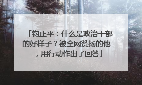 钧正平：什么是政治干部的好样子？被全网赞扬的他，用行动作出了回答