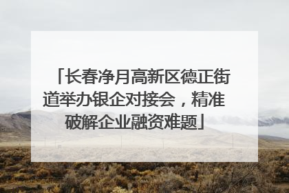 长春净月高新区德正街道举办银企对接会，精准破解企业融资难题